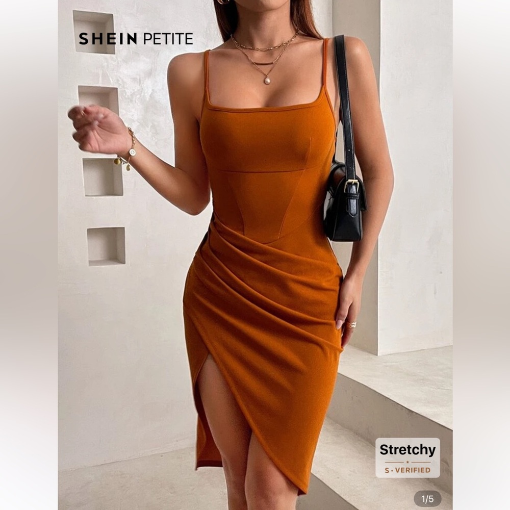 Elegant Orange Sleeveless Dress